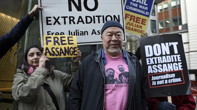 Ai Weiwei Goes Pink & Middle Finger Over Julian Assange's Extradition